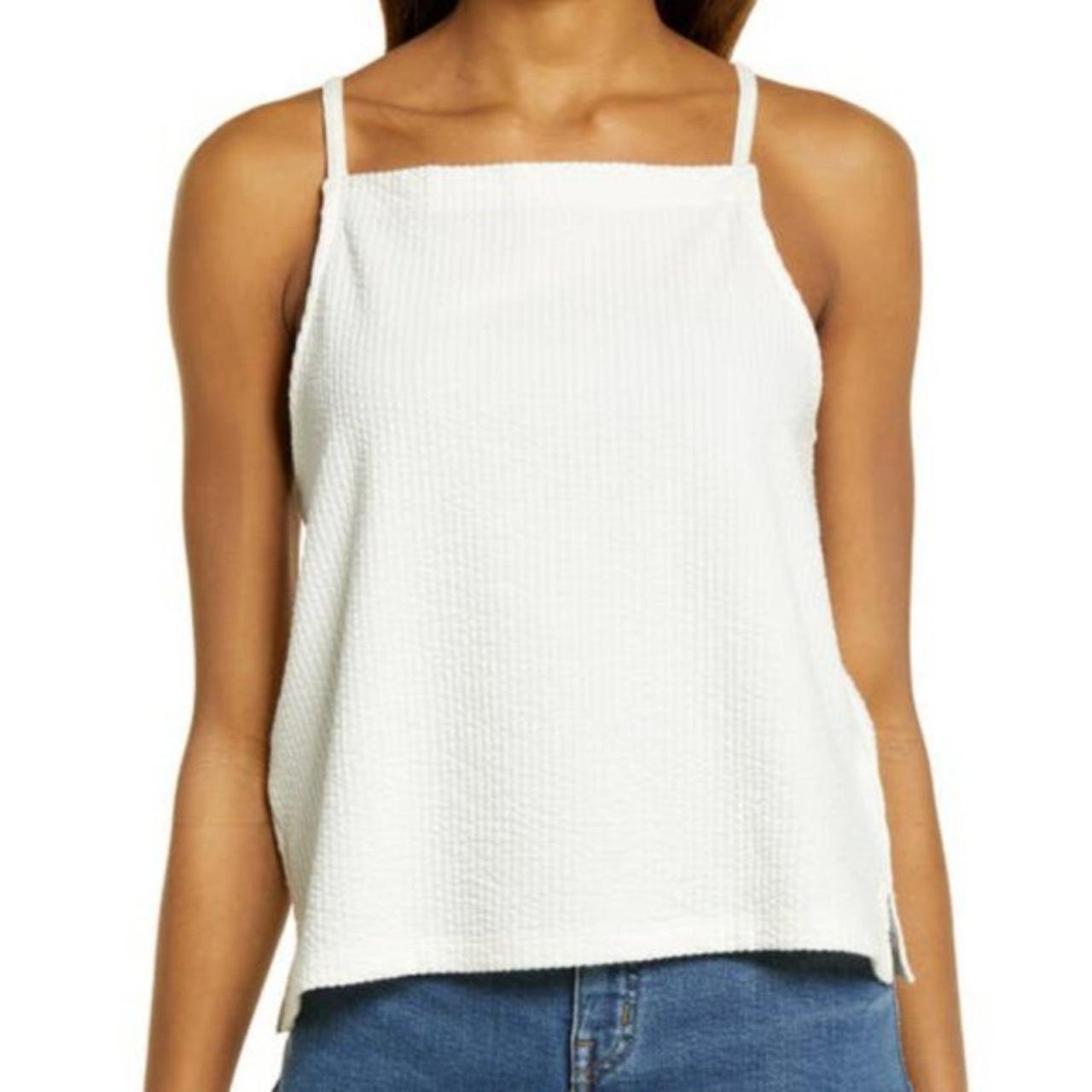 New Madewell Seersucker Apron Tank Top XL... - Depop