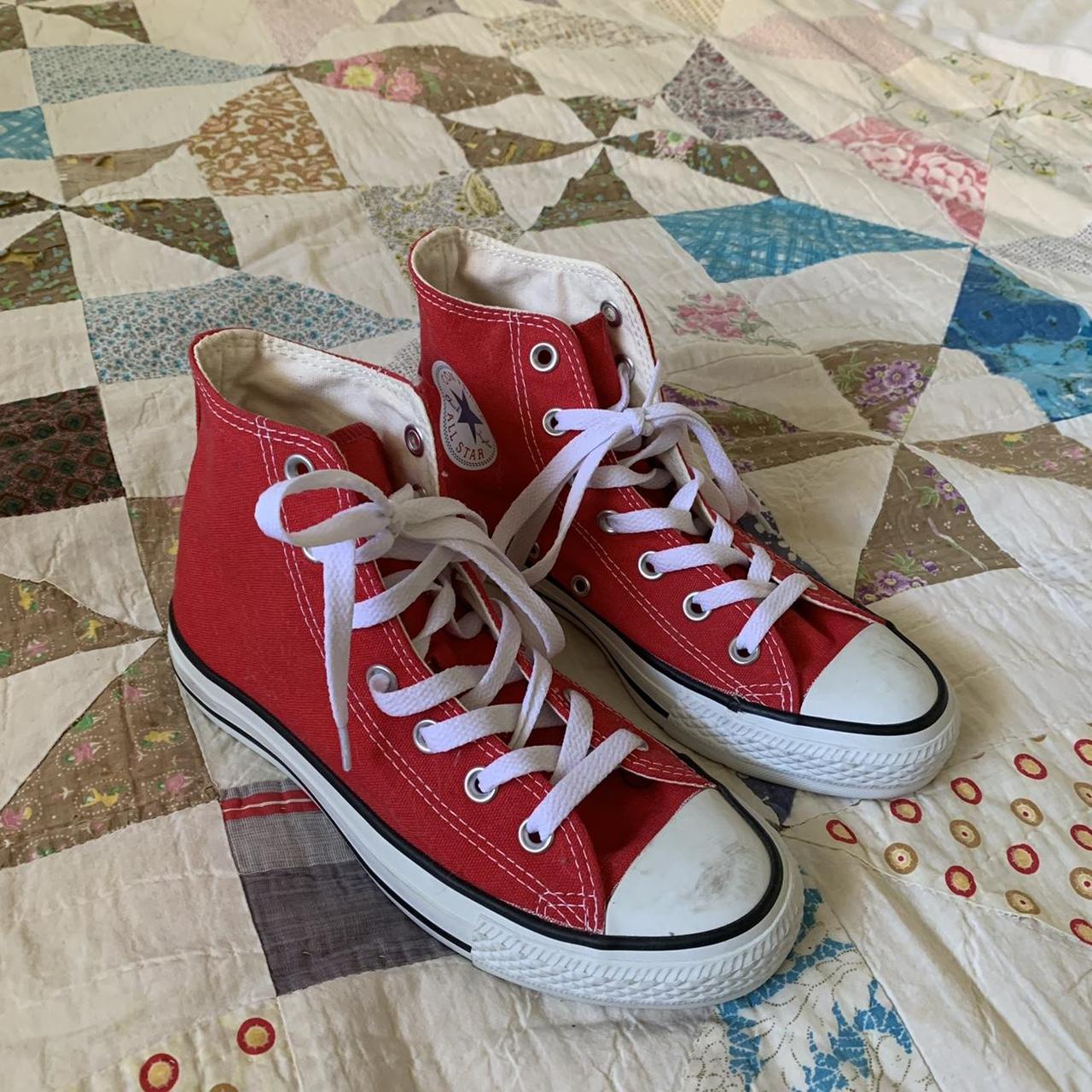 red converse! only worn a handful of times, some... - Depop