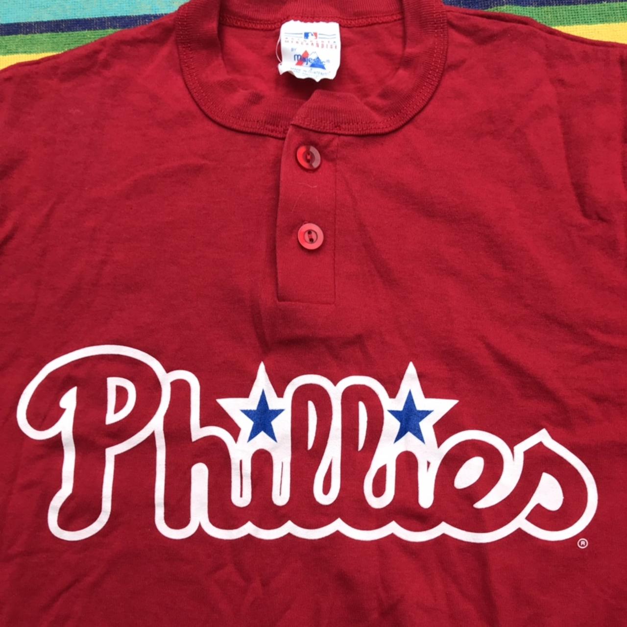 Majestic Philadelphia Phillies T Shirt Mens Medium Red