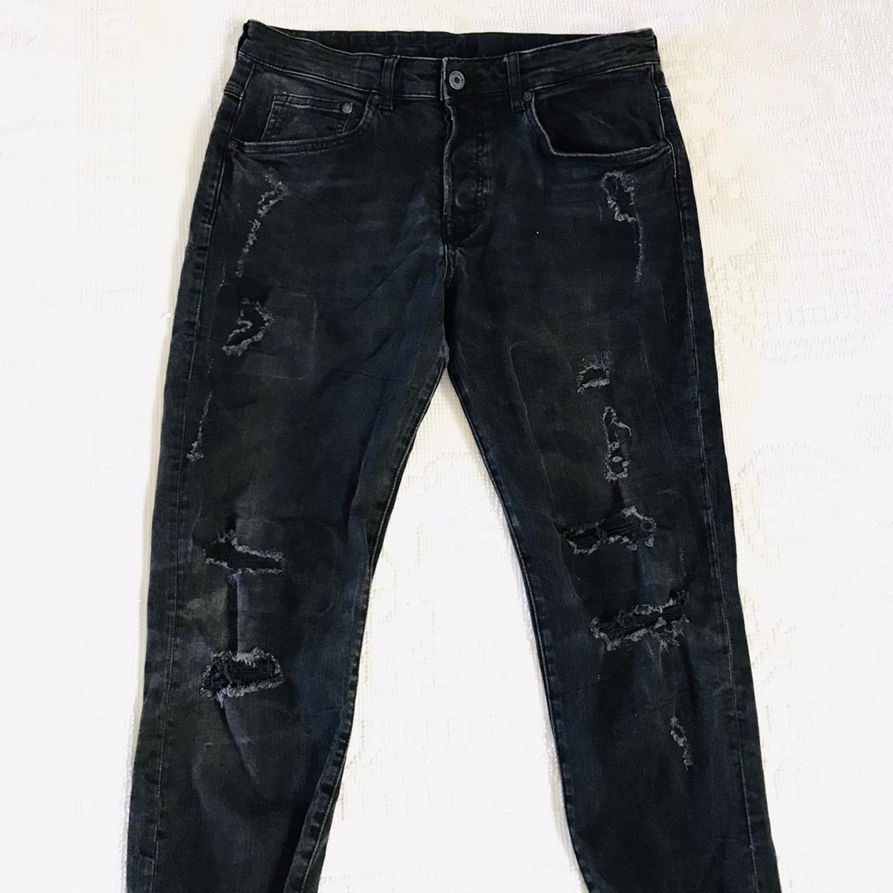 H&m mens outlet black ripped jeans