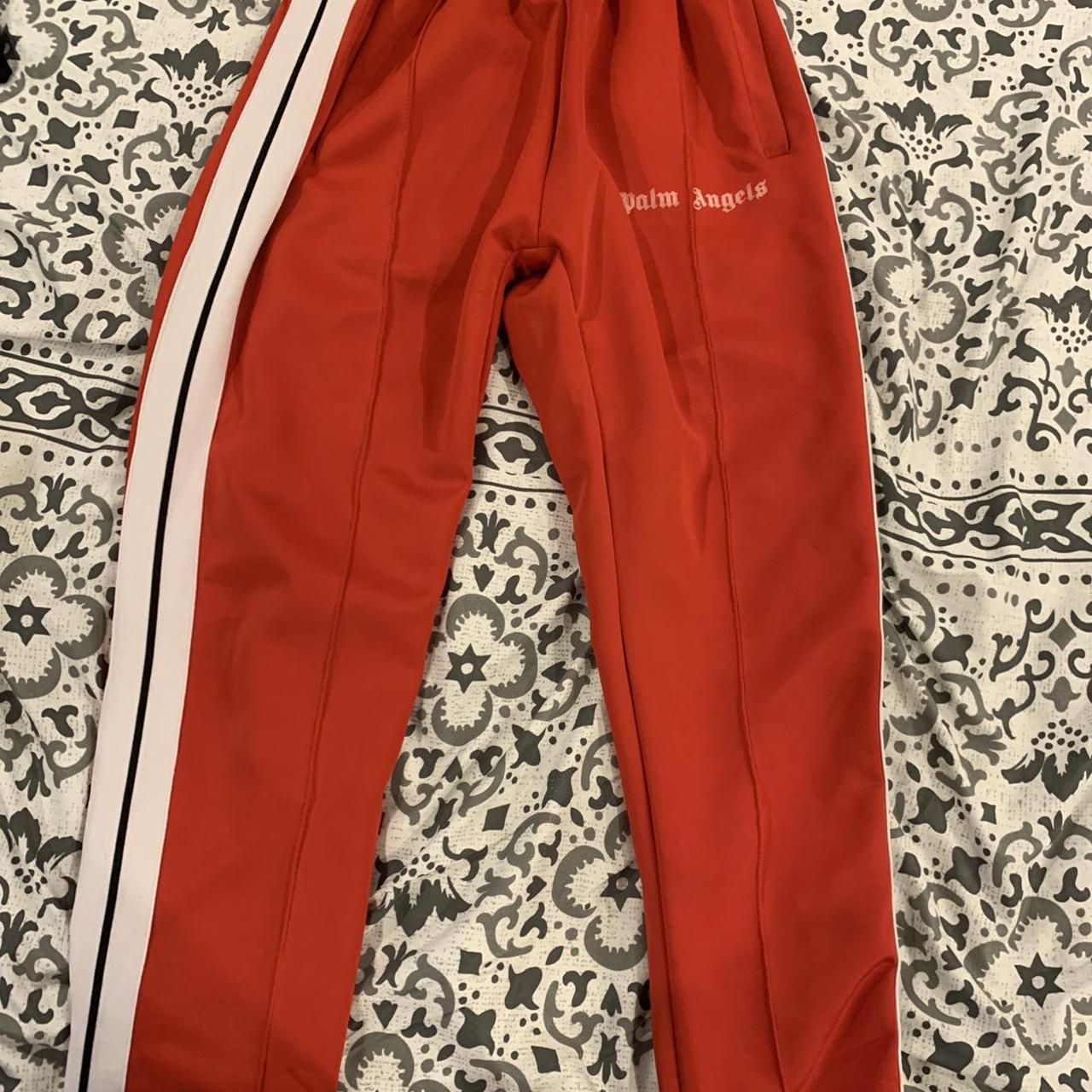 Palm Angels Men's Red and White Joggers-tracksuits | Depop