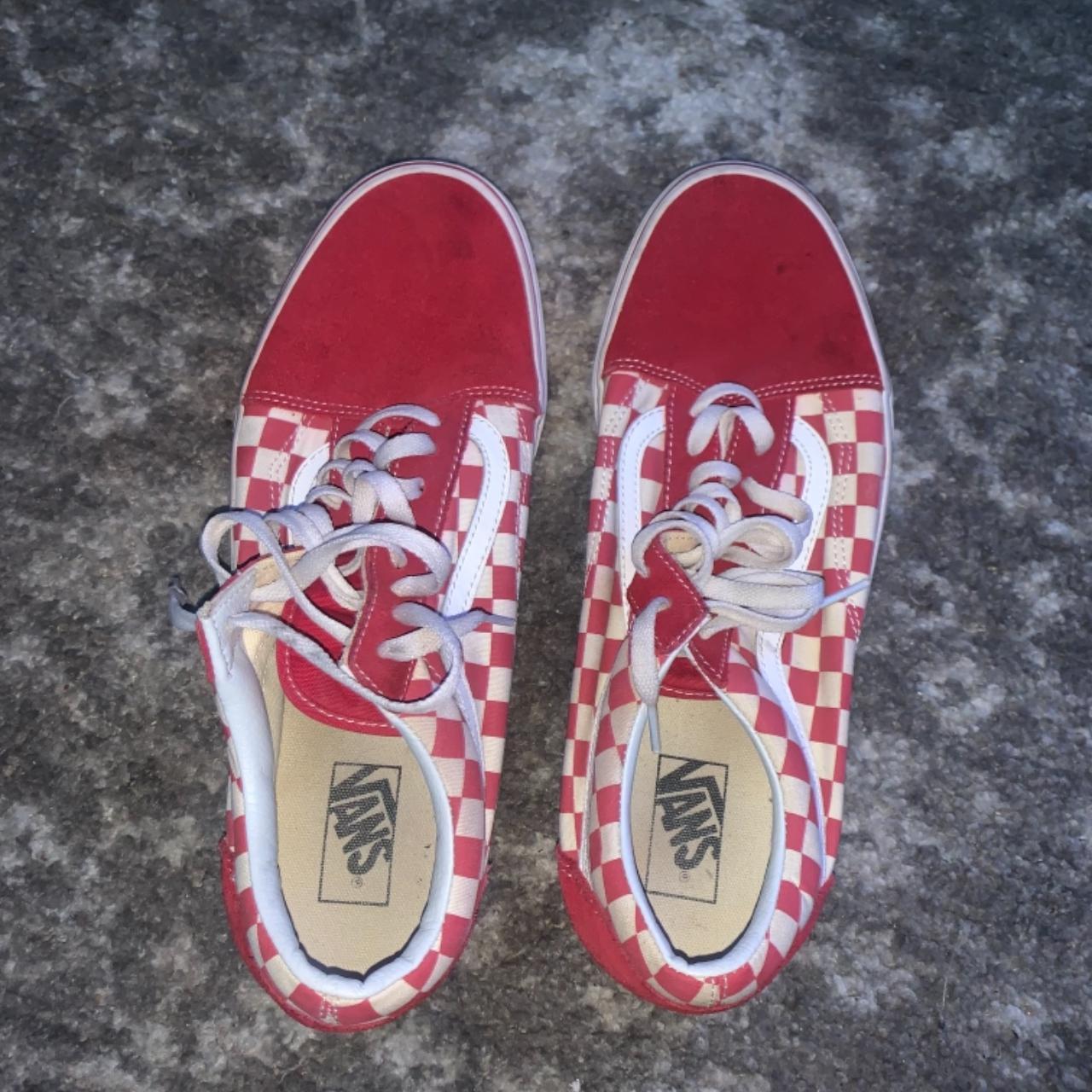 Vans Red White Checkerboard worn a few times, still... - Depop