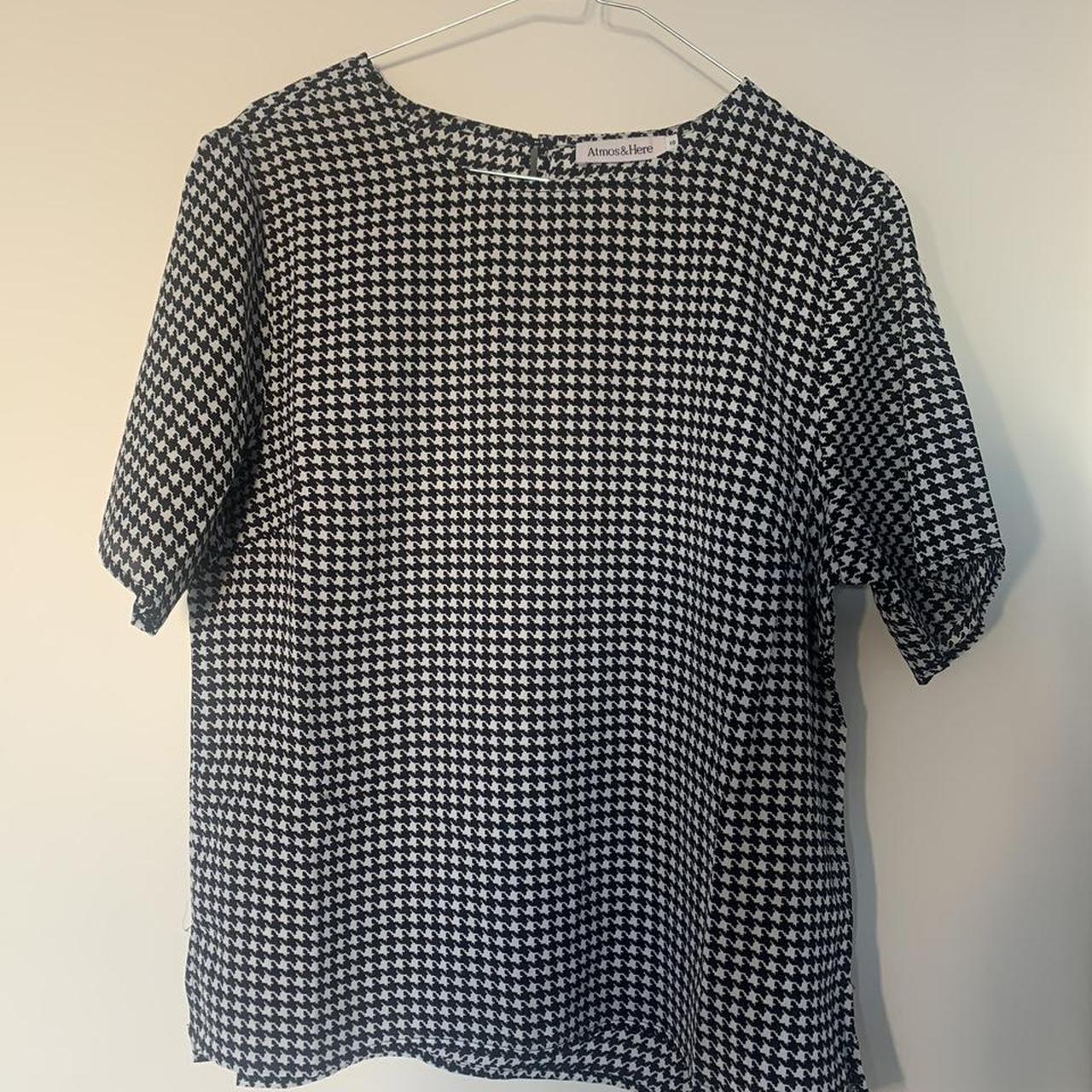 Size 10, Atmos & Here black and white check blouse... - Depop