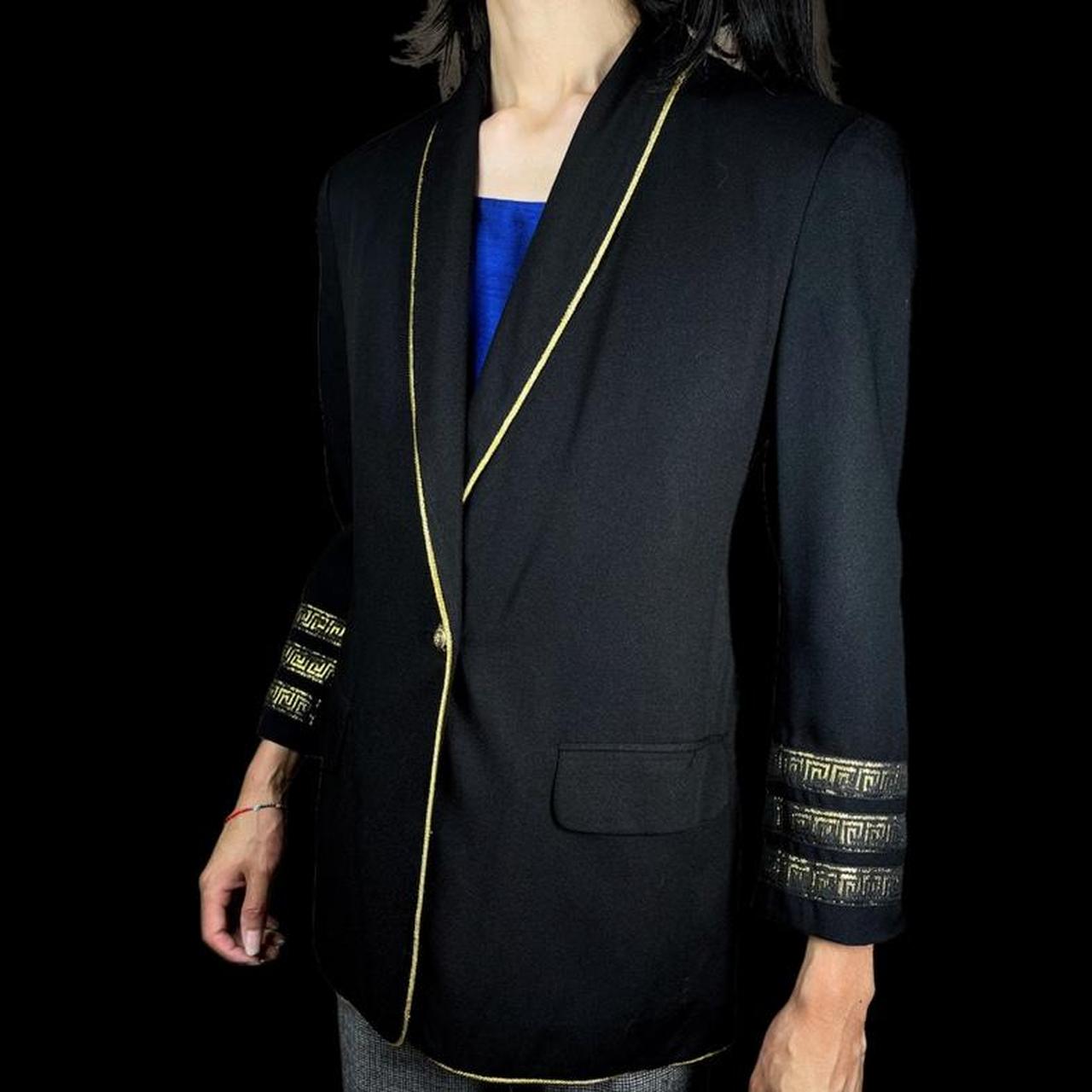 Black blazer with gold trim sale