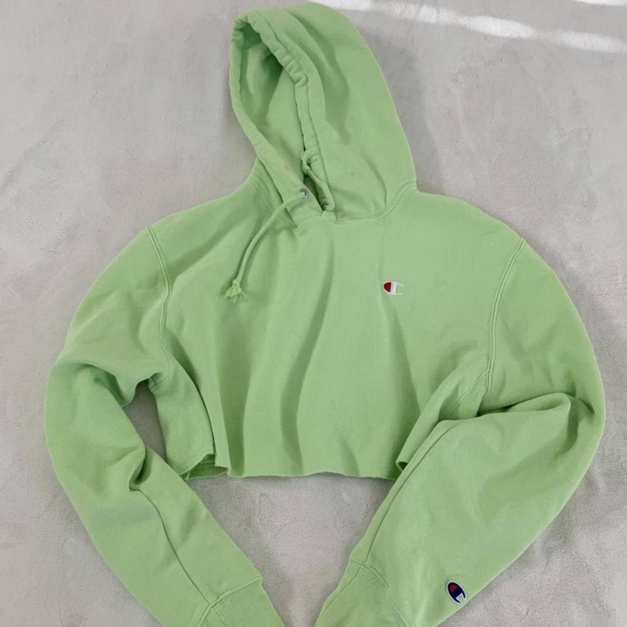 cropped neon green champion hoodie too big on me. Depop