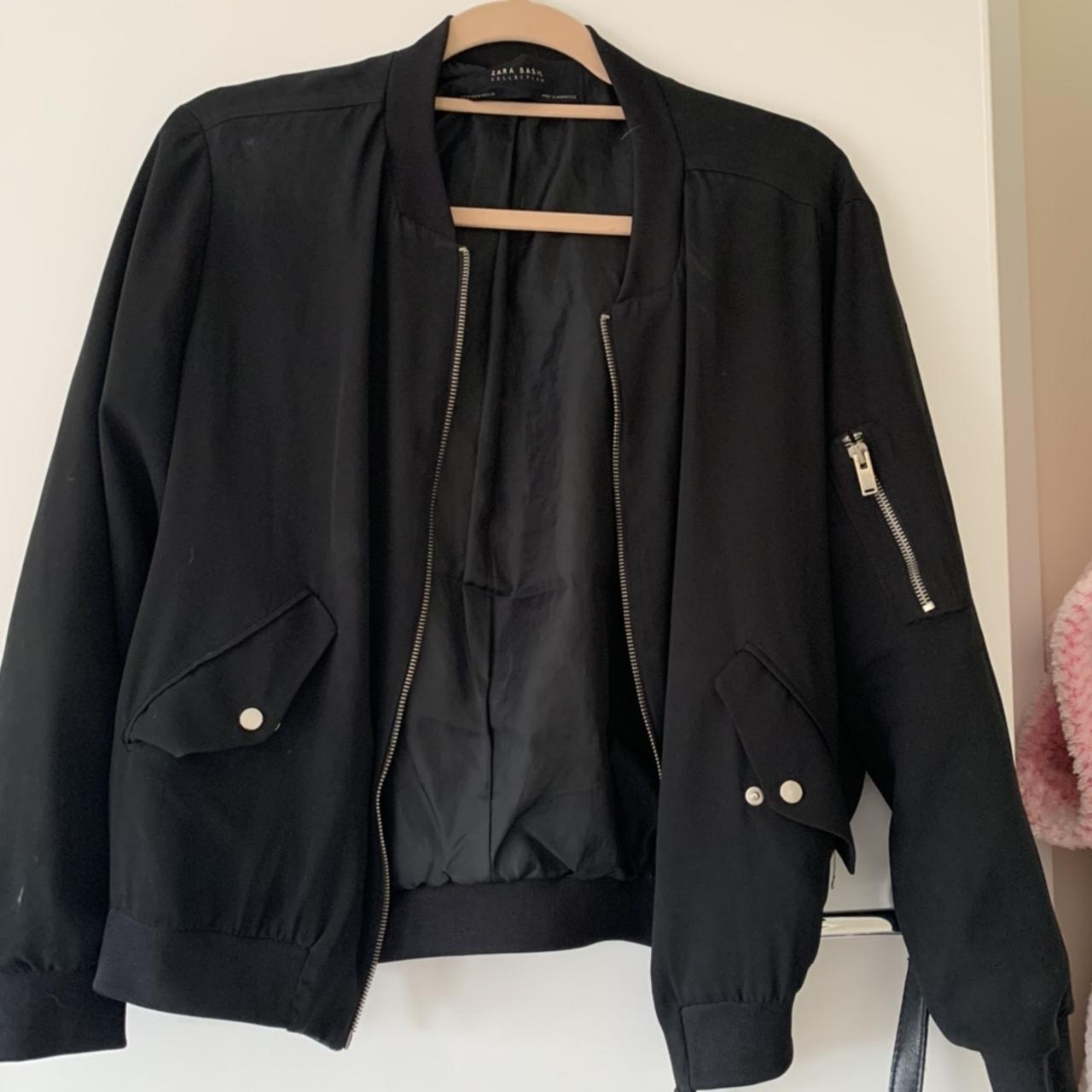 Zara black bomber jacket #zara #zarajacket... - Depop