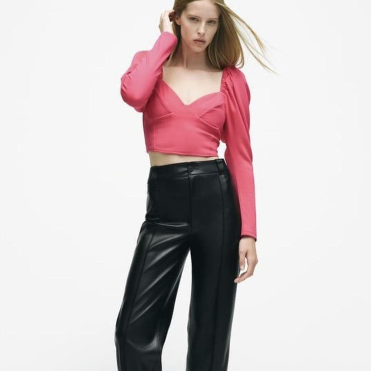 FREE SHIPPING zara hot pink cropped corset long... Depop