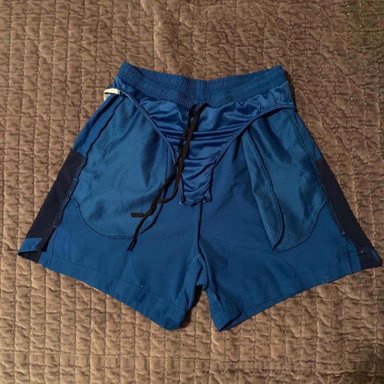 Nike Drifit shorts Dark blue Size small Netting on... Depop
