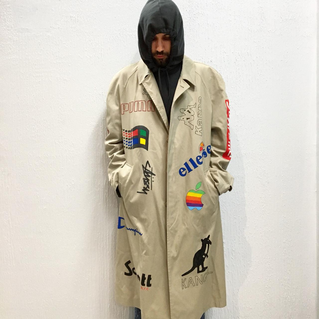 NEW! Multi brands trench coat handpainted Depop