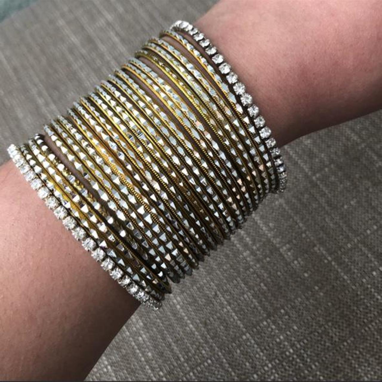 Silver hot sale stone bangles