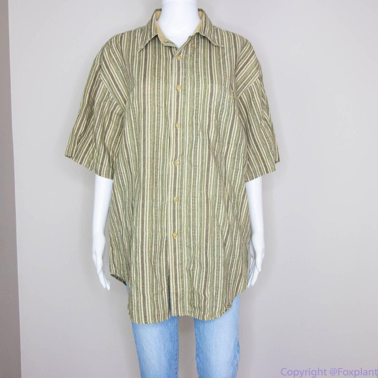 Bugle Boy Company men's green stripe short sleeves... Depop