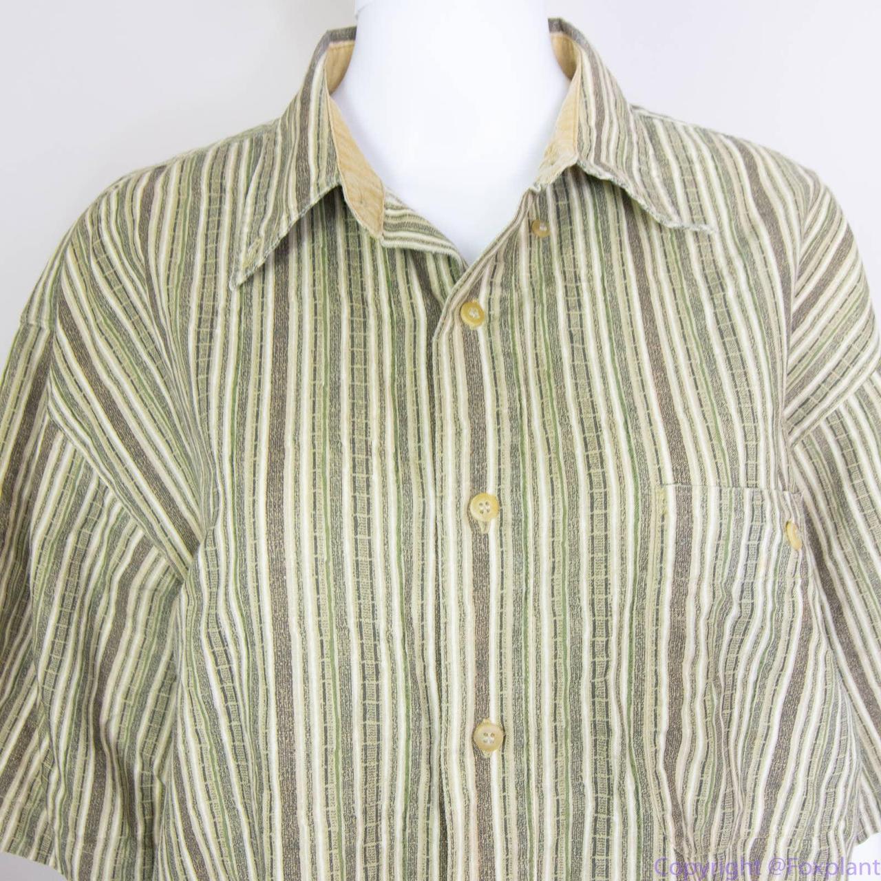 Bugle Boy Company men's green stripe short sleeves... Depop