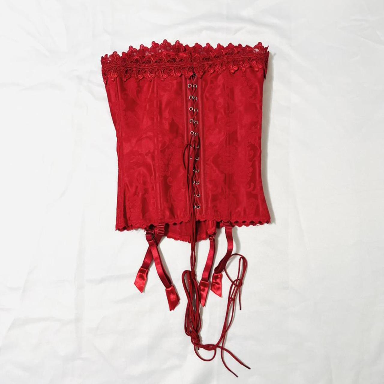 vintage Frederick’s of Hollywood red corset... - Depop