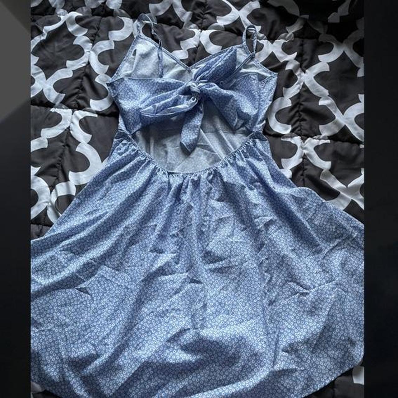 Super cute blue sundress with open back and bow.... - Depop