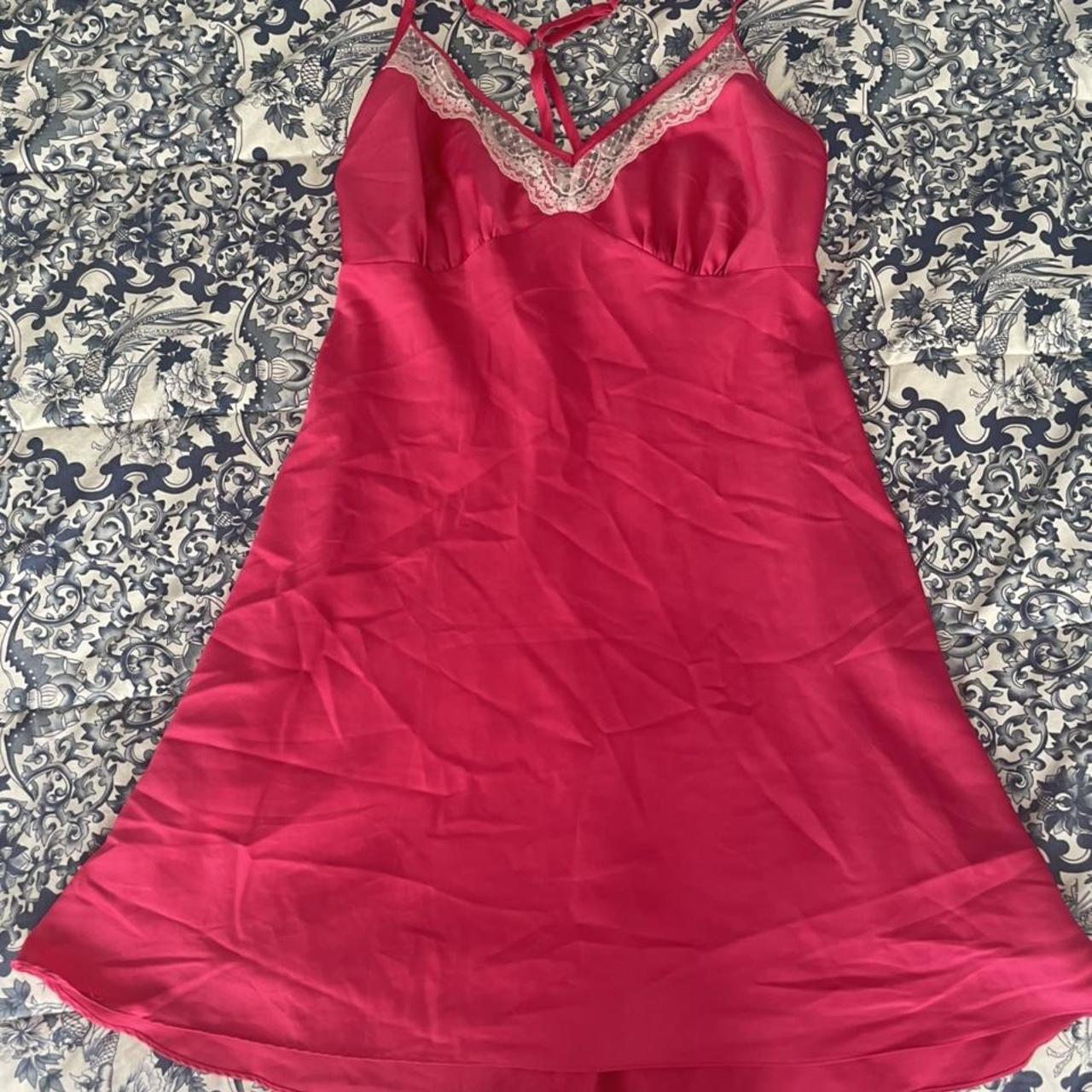 hot pink slip dress size small brand is secret... Depop