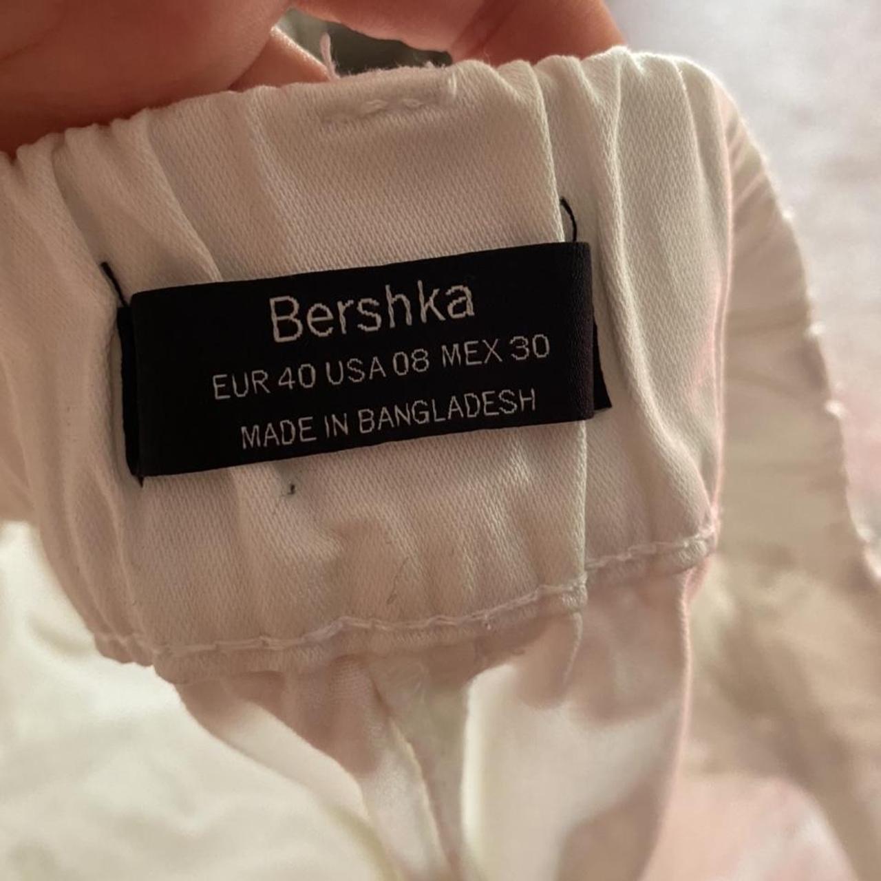 Bershka // white cargos // high waisted with... - Depop