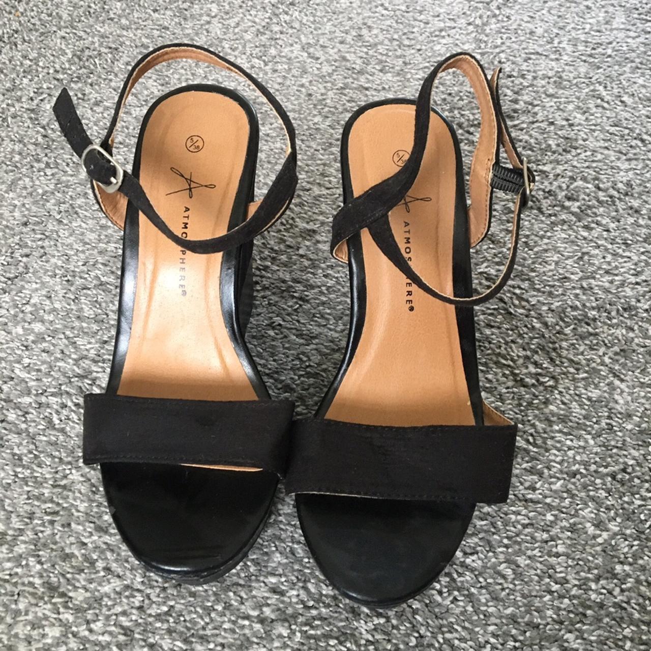 Primark Women's Black and Silver Sandals | Depop