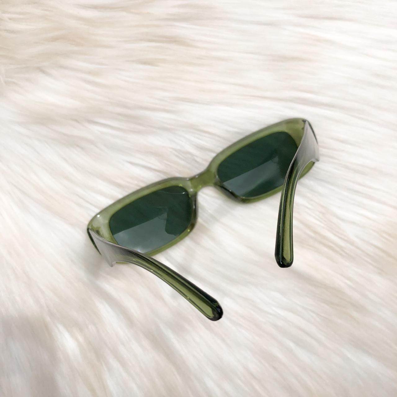 forest green rectangle sunglasses retro / vintage... - Depop