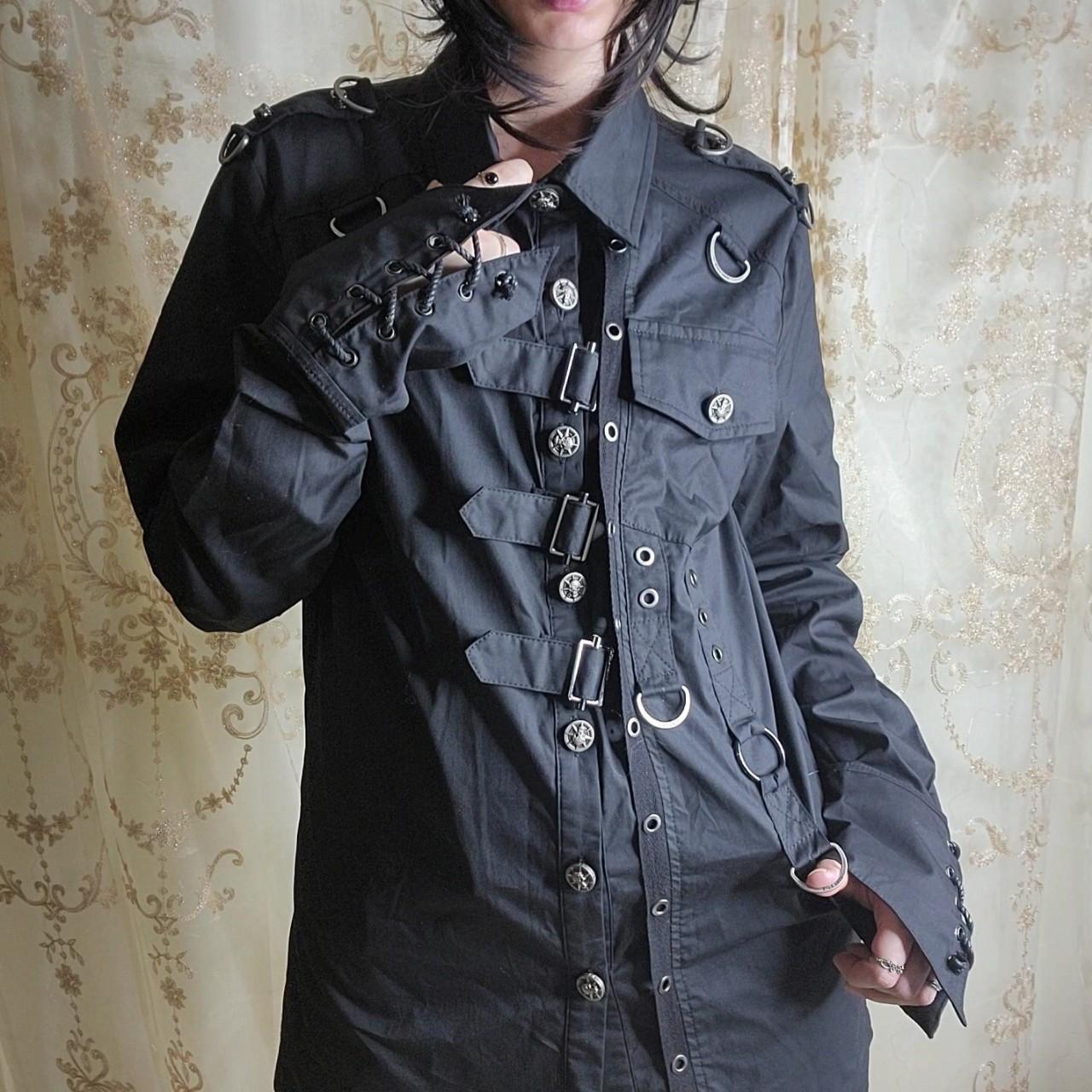 PUNK RAVE Men's Black ButtonUp with Loops, Buckles... Depop