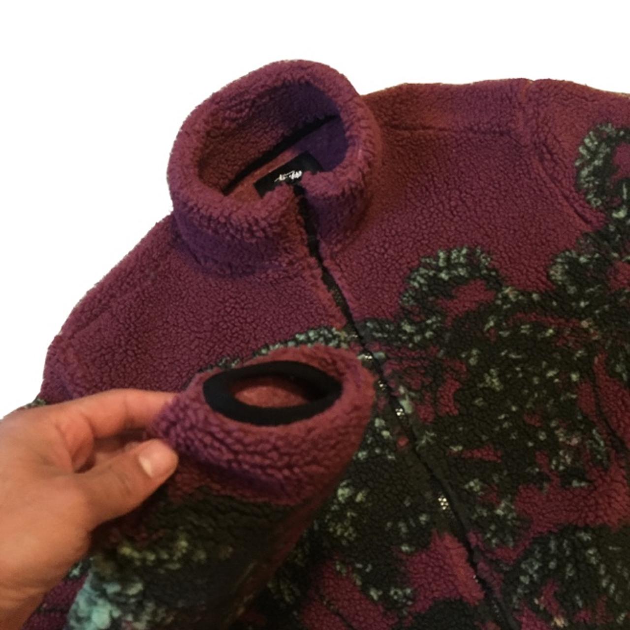 Stüssy Fleece, HAWAIIAN JACQUARD MOCK, Burgundy, Palm