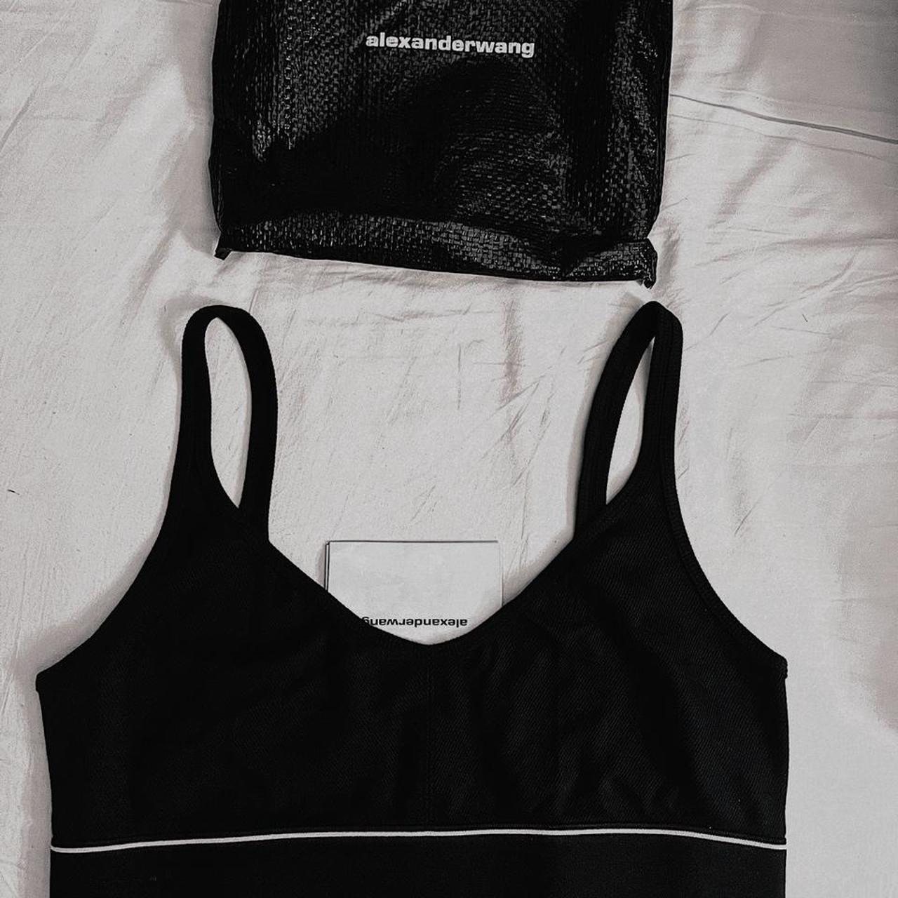 Alexander wang logo elastic bra in ribbed jersey... - Depop