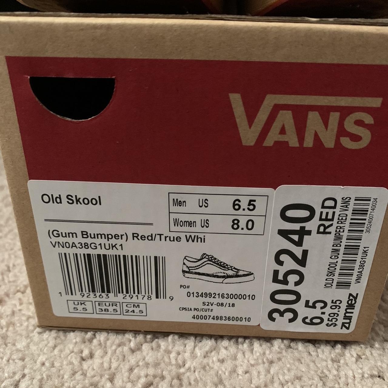 Vans old skool deals gum bumper red