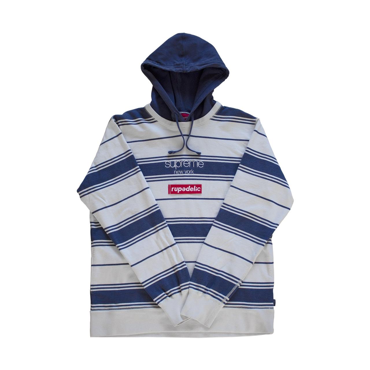 Blue and white outlet supreme hoodie