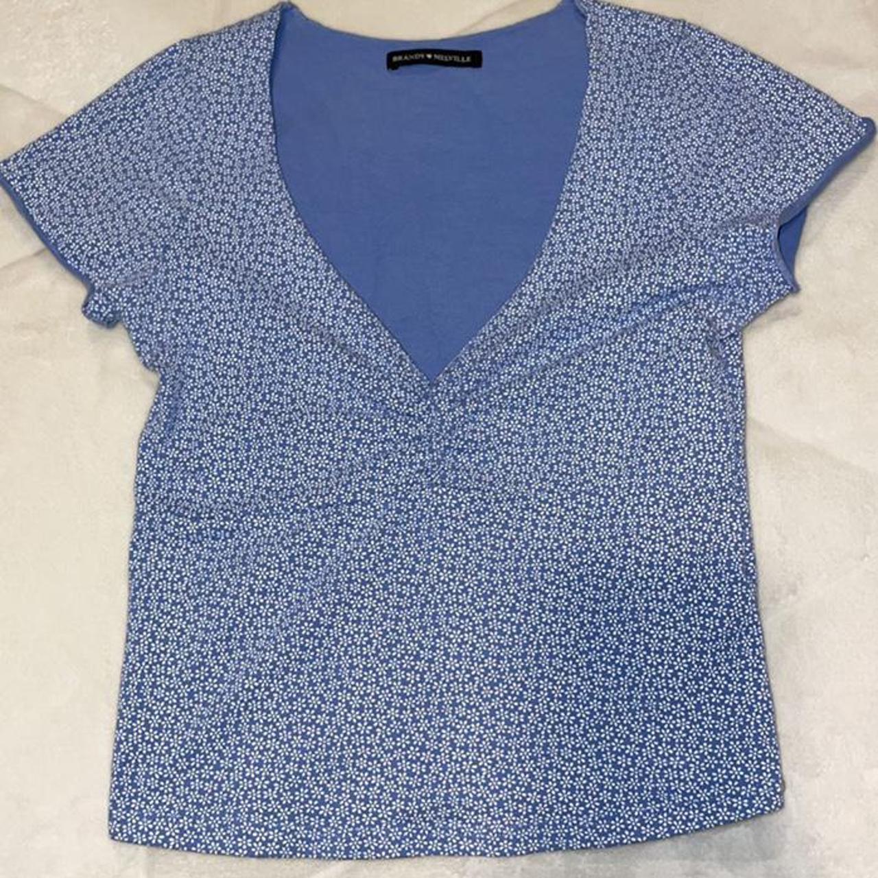 Brandy Melville Blue Floral Gina Top One size Only... - Depop