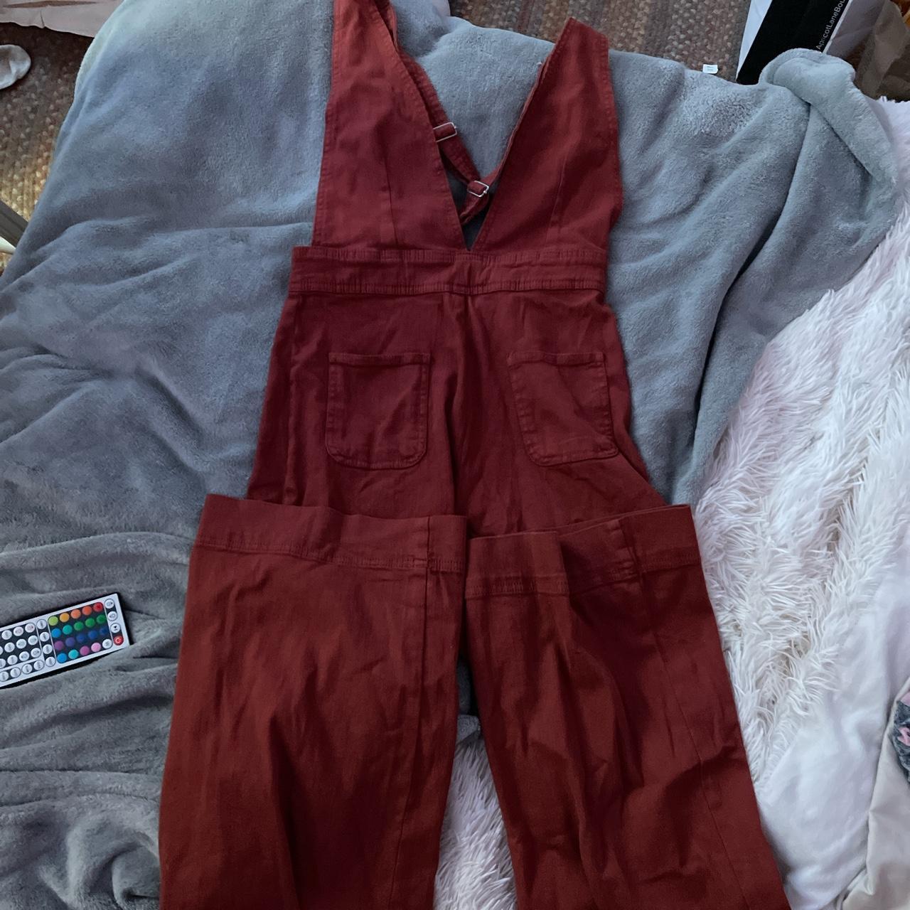 Dollhouse Women's Orange and Black Dungareesoveralls Depop