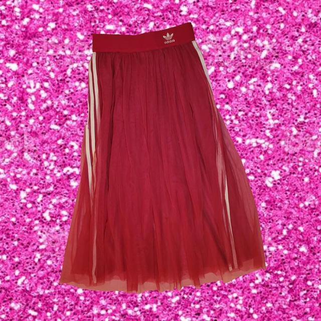 Fuschia pink adidas tulle skirt n top matching set. Depop