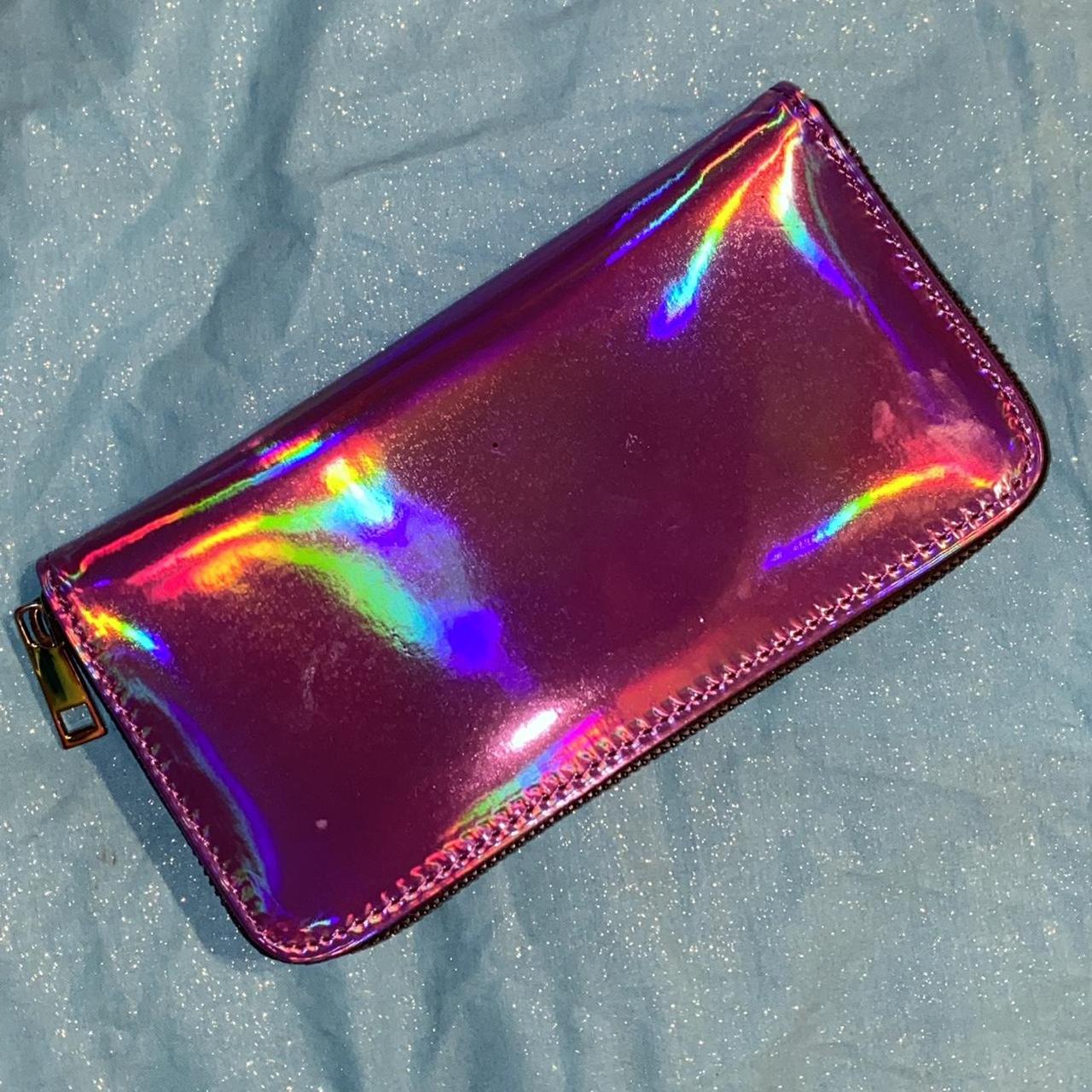 💗🌈 holographic pink wallet 🌈💗 love the lil colorful... - Depop