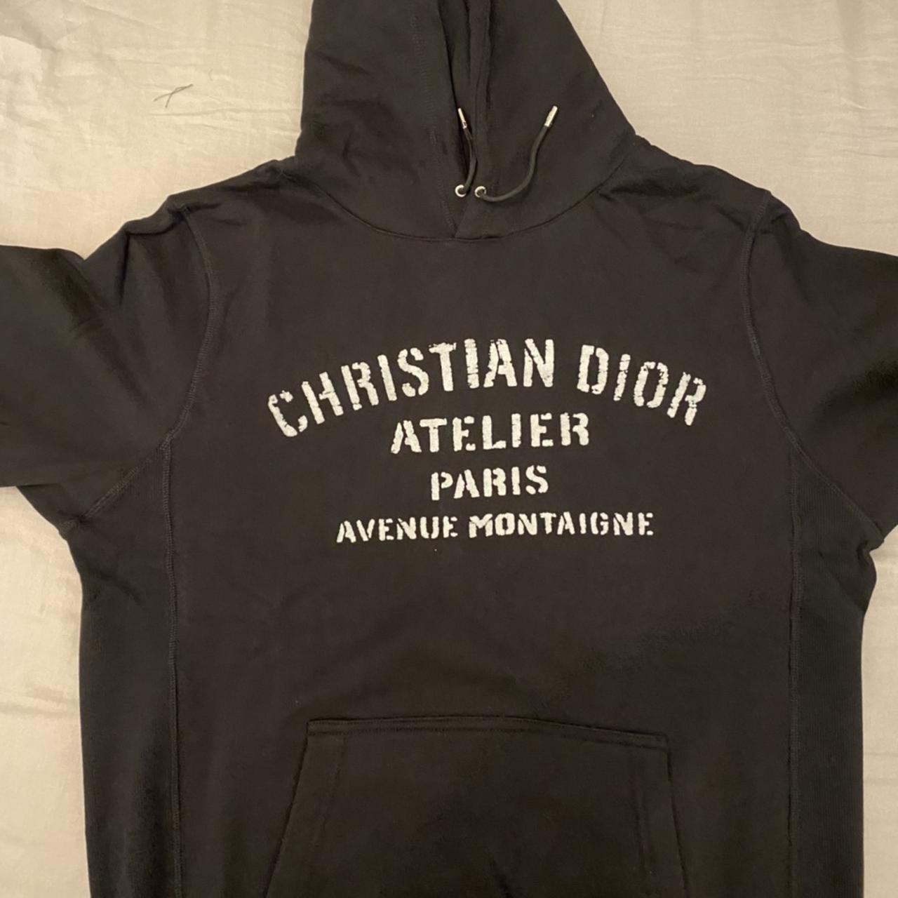CHRISTIAN DIOR ATELIER Hooded Sweatshirt Relaxed Fit Black Cotton Fleece   DIOR
