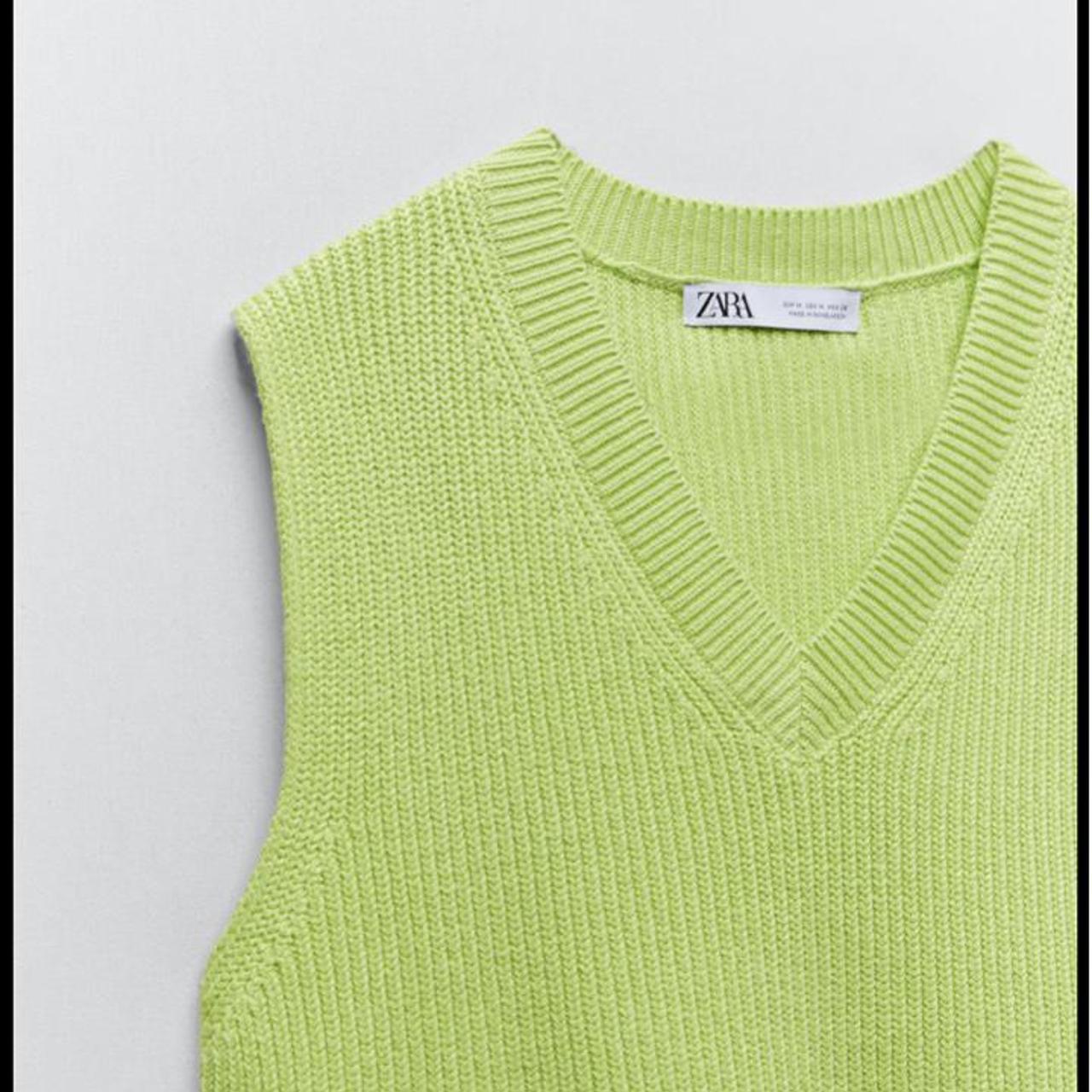 green sweater vest zara