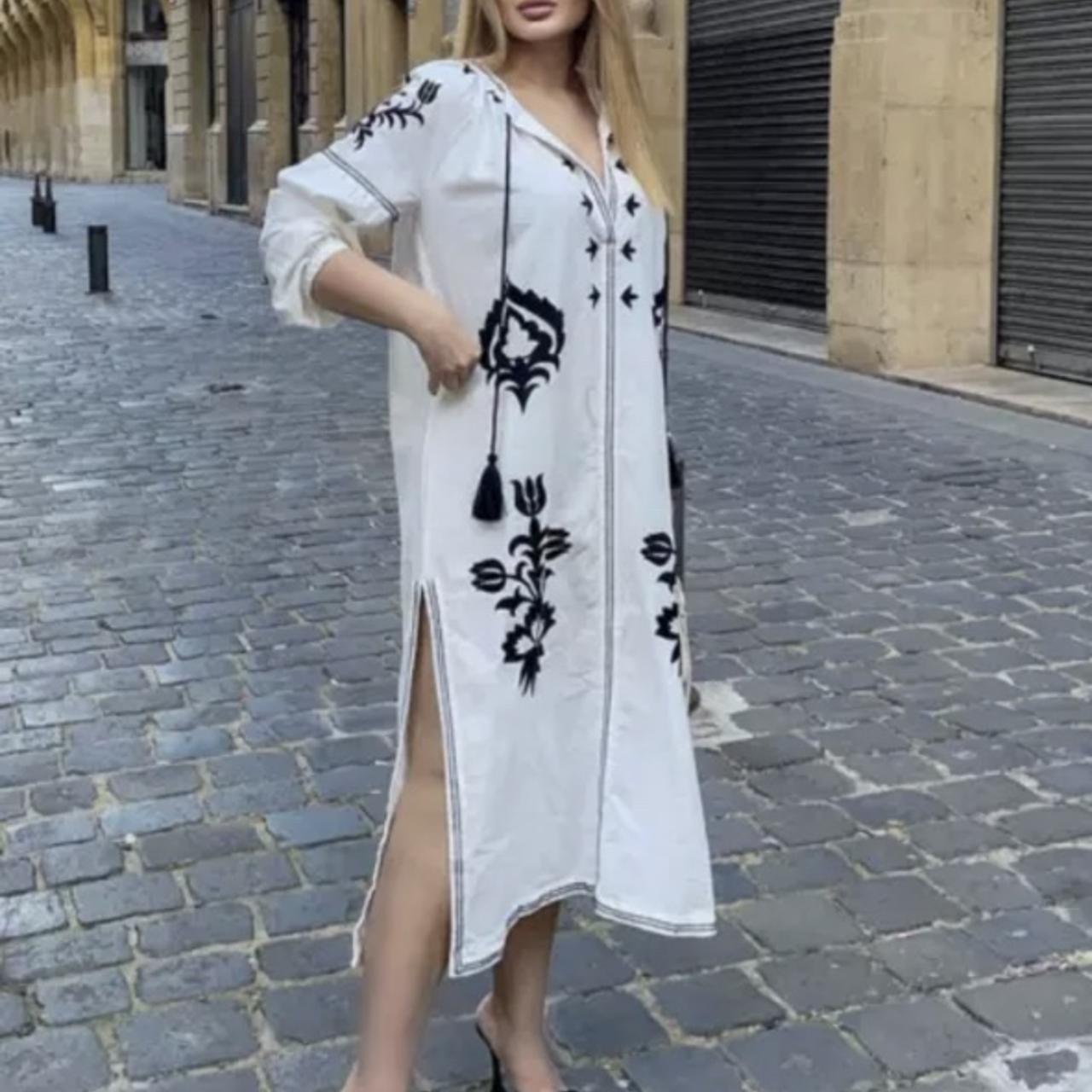 zara embroidered kaftan