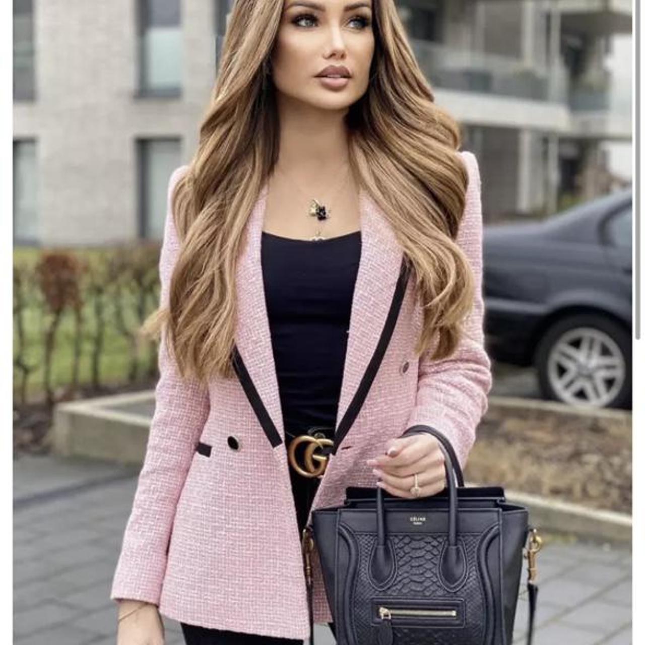 zara textured blazer pink