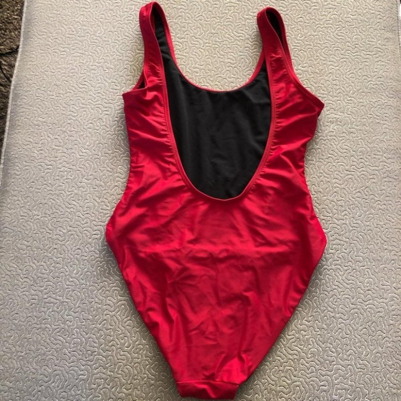 Onia Kelly One Piece Cheeky Deep Red Swim Suit Scoop... Depop