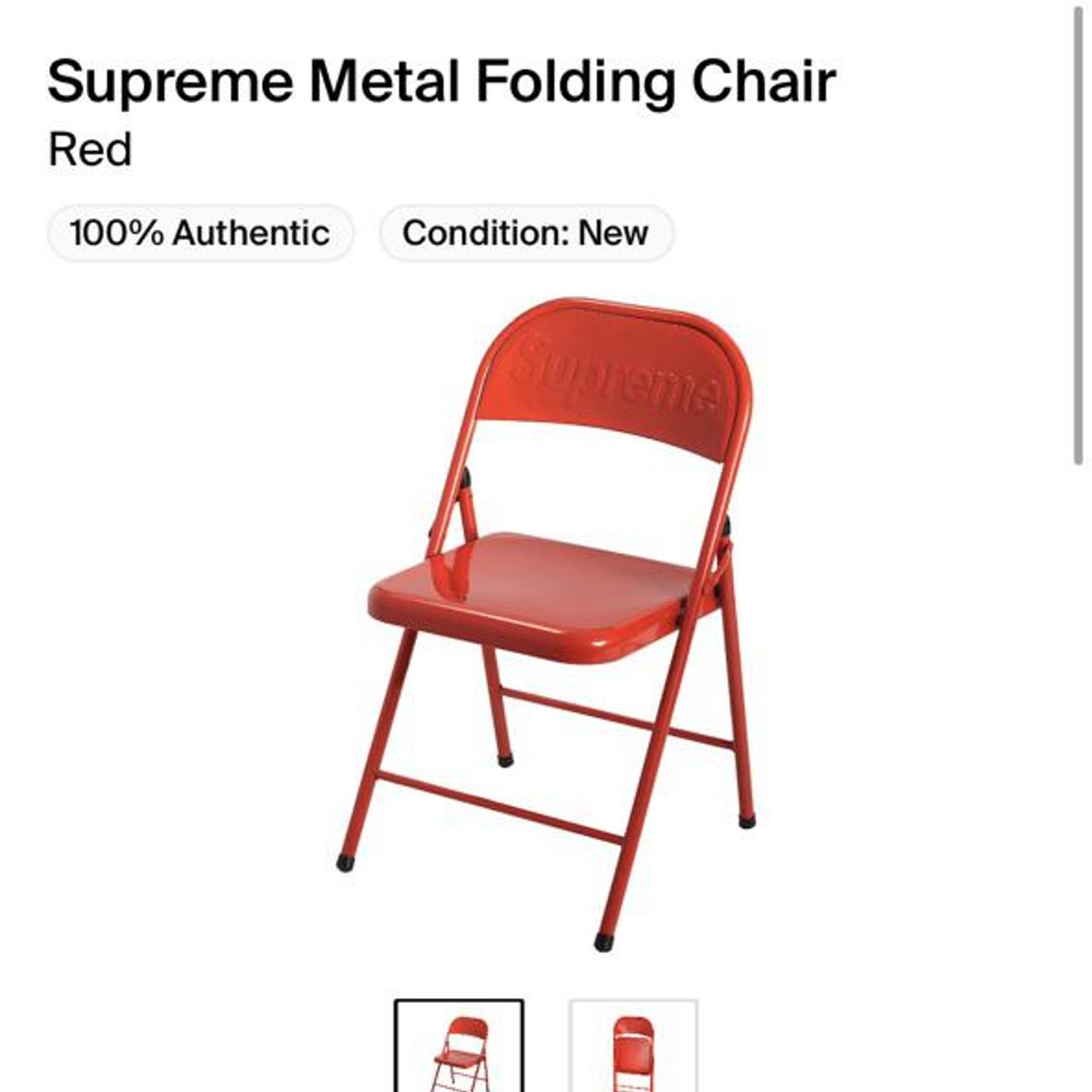 Supreme Metal Folding Chair in Red Taken out of... Depop