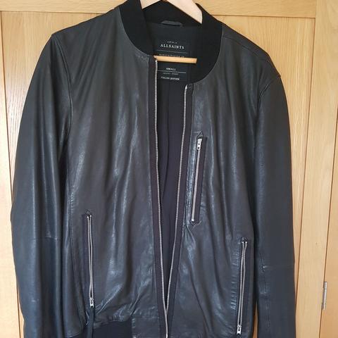 All saints mens clearance leather bomber jacket