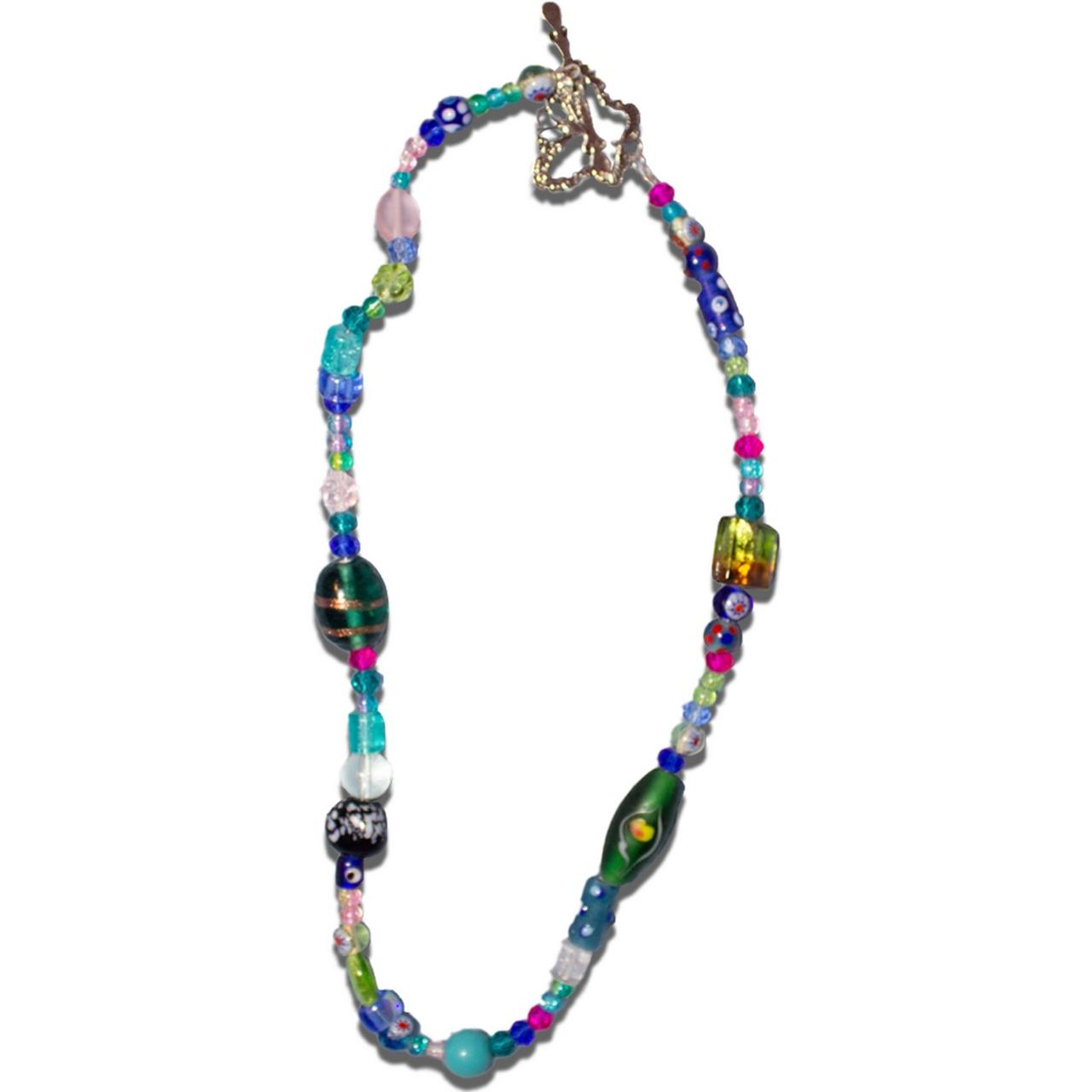 JɄ₦₭ ĐⱤ₳₩ɆⱤ 2.0 handmade mixed glass bead necklace.... - Depop