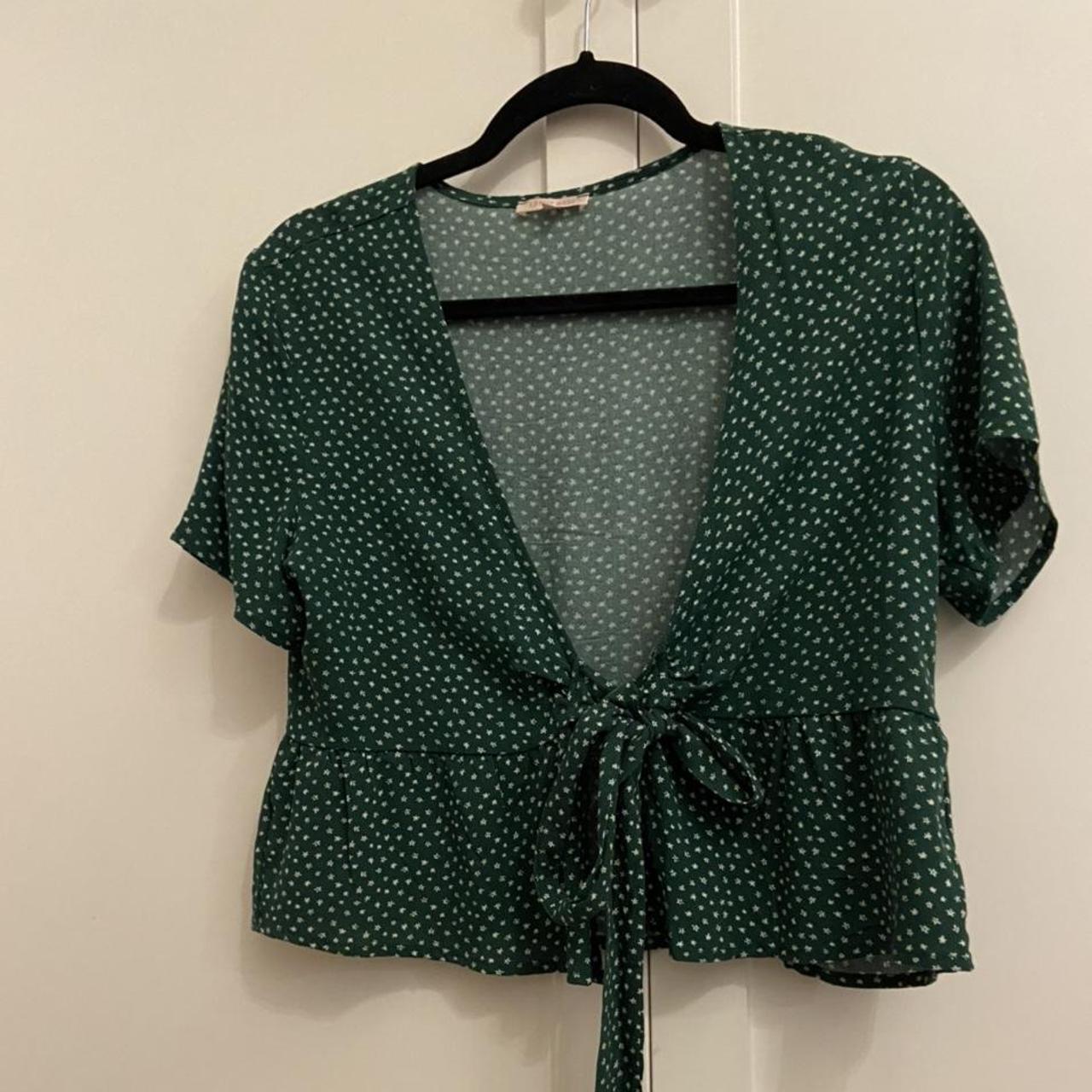 PacSun Women's Green And White Blouse | Depop