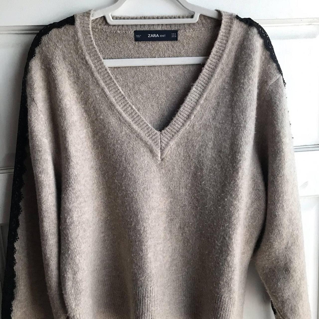 ZARA KNITS CHUNKY OVERSIZED TAN KNITTED SWEATER... - Depop