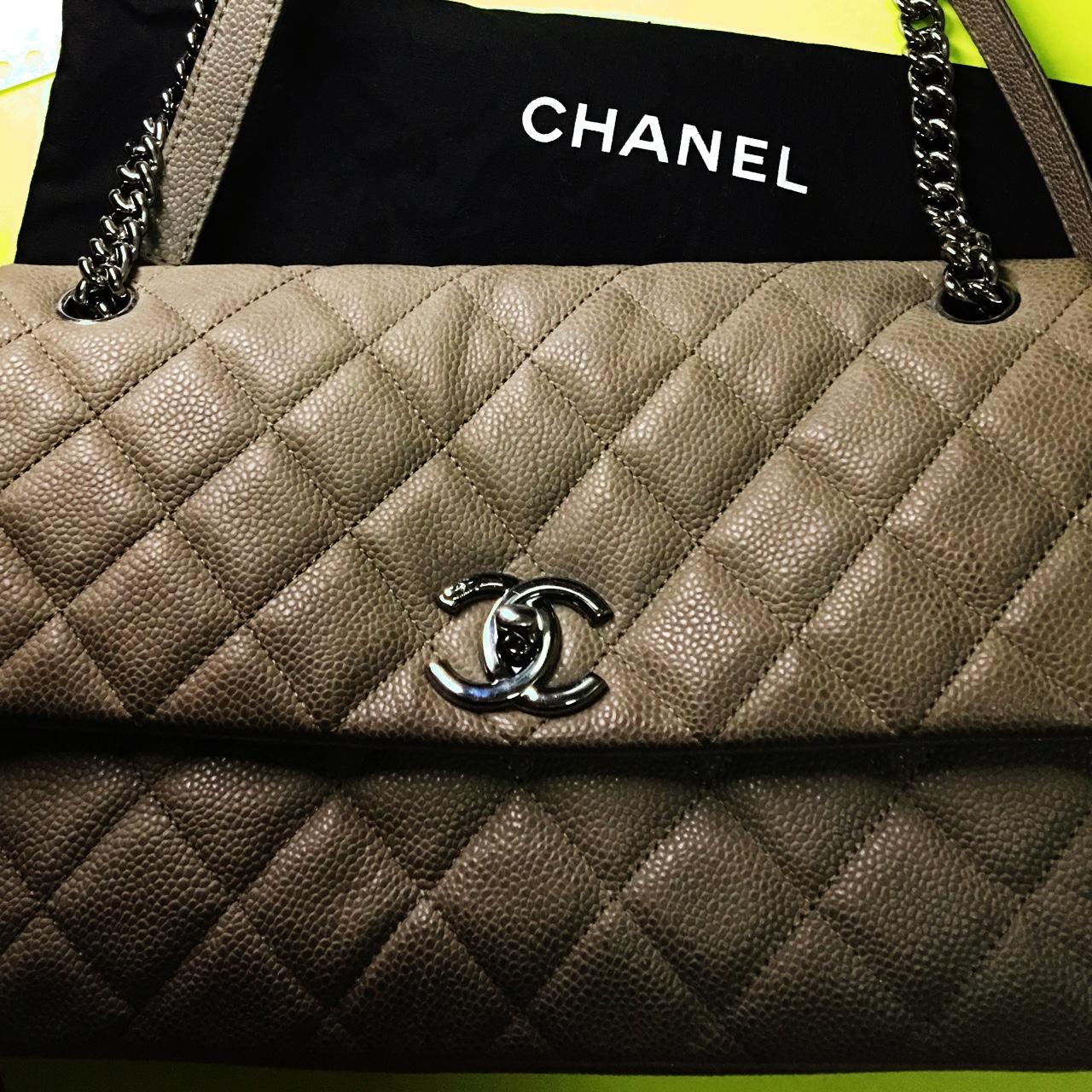 Chanel handbags in taupe colour. Good condition with - Depop