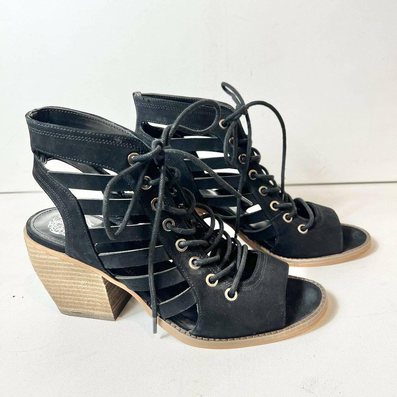 vince camuto nubuck lace up heeled sandals chesten