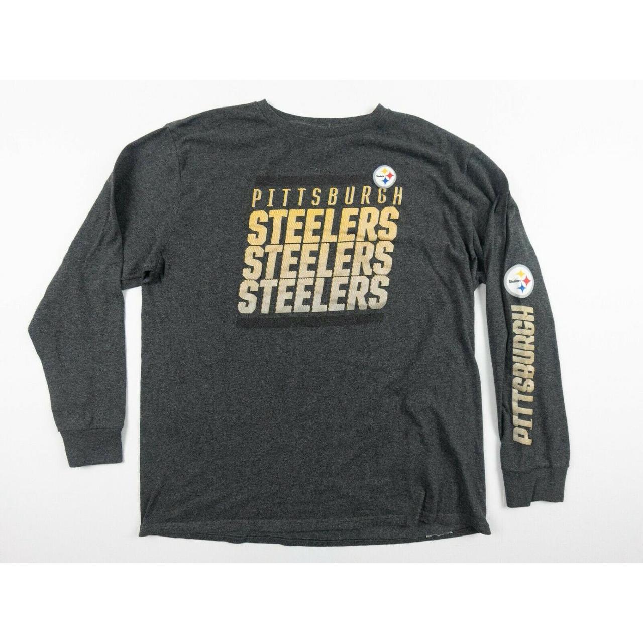 NFL T Shirt Grey longsleeve Steelers tee. Good - Depop