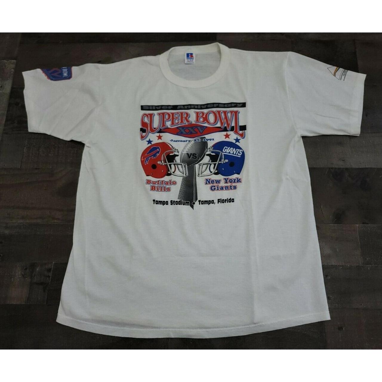 Vintage New York Giants Buffalo Bills 1991 Super Bowl Shirt Size