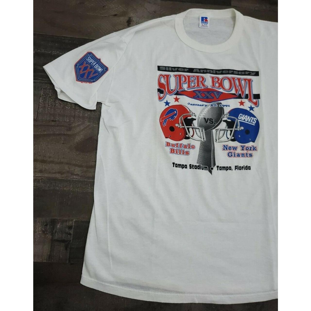 Vtg 1991 Super Bowl XXV Buffalo Bills New York Giants T-shirt 