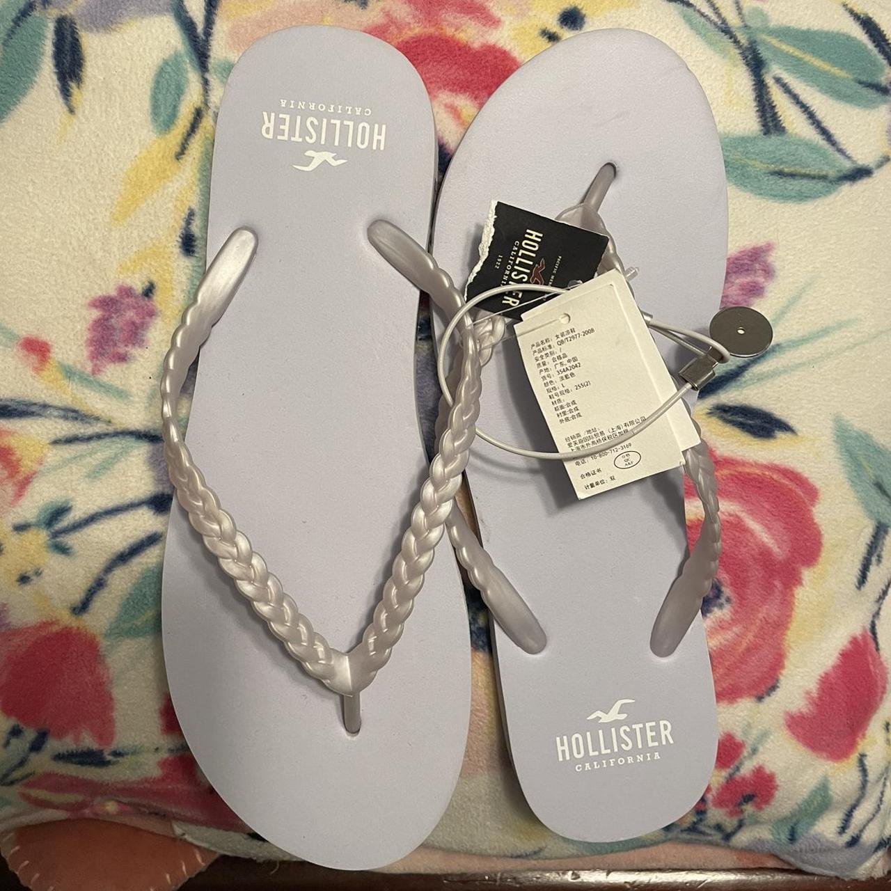 Hollister flip flops Size large 7.5-8.5 Lavender... - Depop