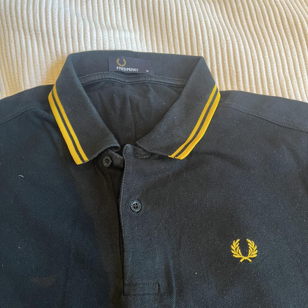 Fred Perry black and yellow polo - Depop