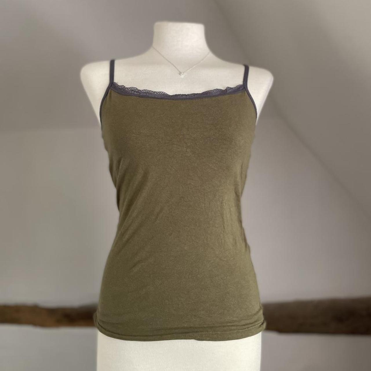 Green/khaki and blue lace top vest with adjustable... Depop