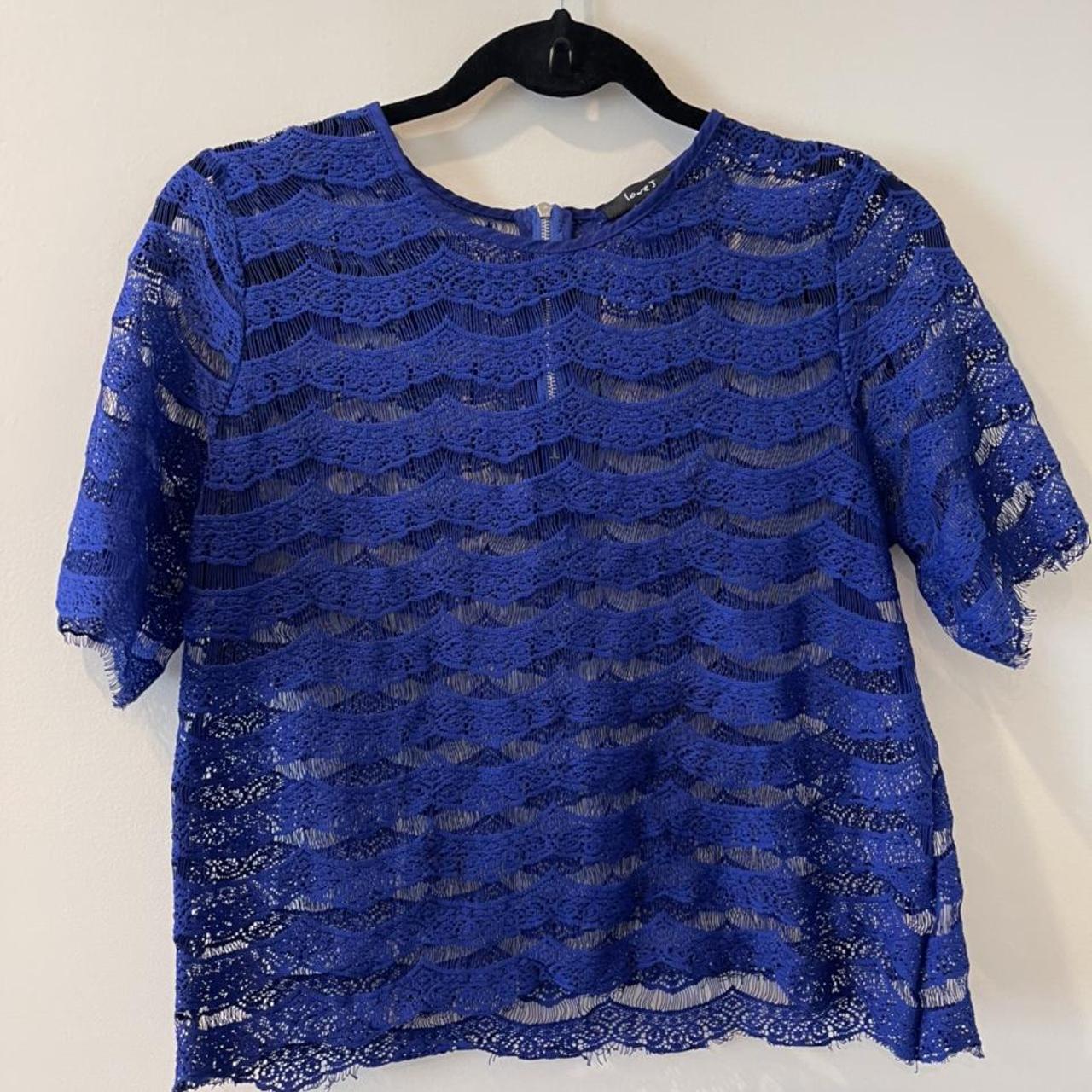 Love J Sheer Top Size M Royal blue color Pit to... - Depop